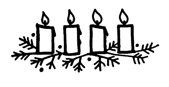 Line drawing of Advent candles on wreath